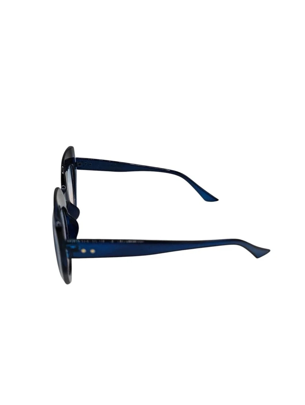 Vintage Mod Style Cat Eye Sunglasses Thick Plastic Rim Clear Blue
